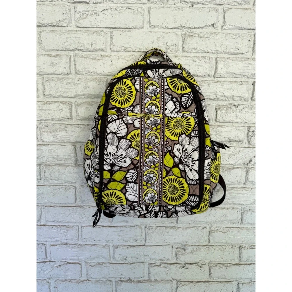 Vera Bradley‎ Backpack DIaperbag Quilted Floral Citron Print Traveler